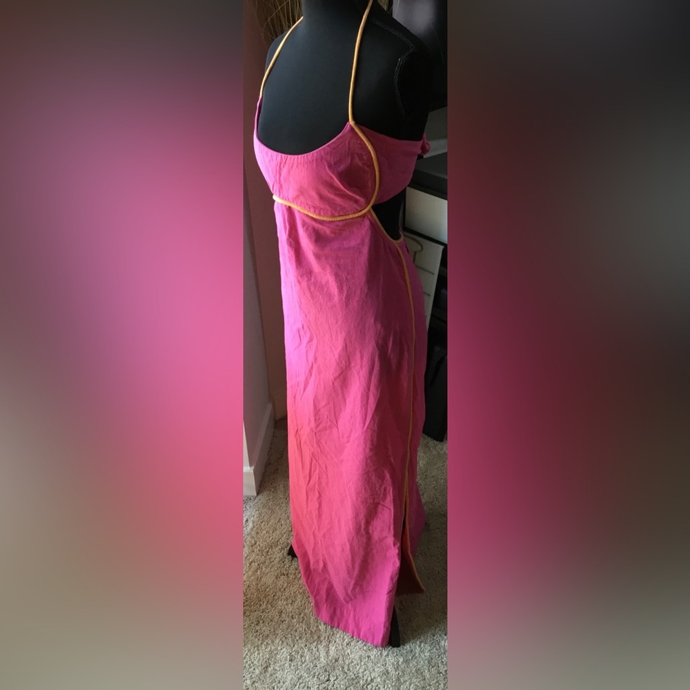 Free People Pink Backless Dress with Orange Trim Accent